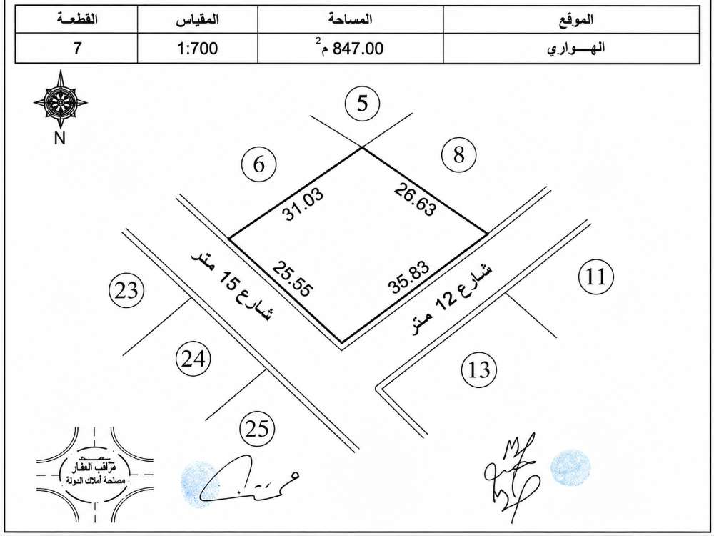 قطع أراضٍ للبيع | الهواري | شارع كتربيل